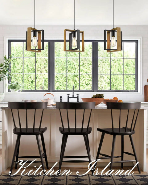 Super Cool Rustic Farmhouse Pendant Lighting Fixtures From Solid Wood Hanging Lights With Adjustable Cord For Kitchen Island