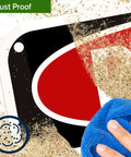 Close-up of Badass Confined Space Safety Sign 10X14 Inch being wiped clean, showing dust proof surface and vibrant colors.