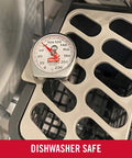 Pocket Size Instant Read Thermometer For Meat And Food, Red, shown in dishwasher, demonstrating dishwasher safe feature.