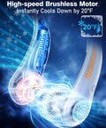 Portable Neck Fan Rechargeable Personal Cooling Gadget With 5000mAh Battery showing high-speed motor and cooling effect