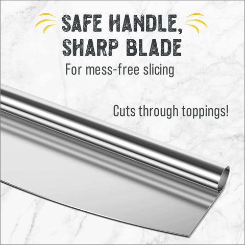 Pizza rocker blade, 14-inch stainless steel kitchen knife for even pizza slicing