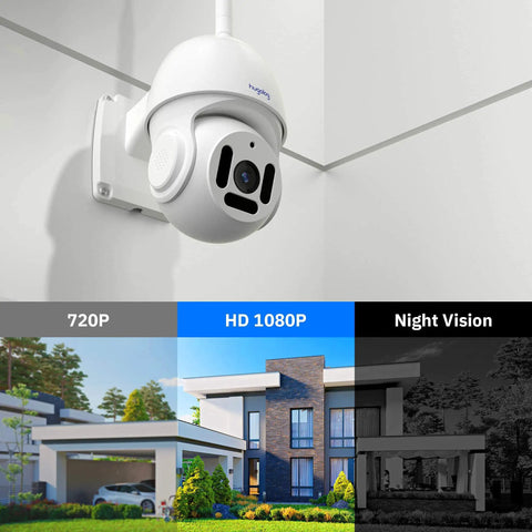 1080P WiFi Outdoor Security Cam With Motion Alerts Two Way Audio Infrared Night Vision Waterproof Shield SD Card Slot Or Cloud Storage Compatible With Alexa Real Time Mobile Alerts And Live View