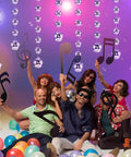 8 Pack Mini Disco Ball Garlands And Silver Mirror Balls Hanging Banner For Party Backdrop Decor at a festive gathering