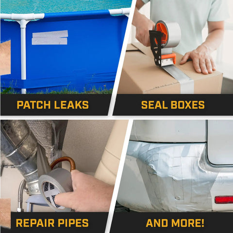 Silver Duct Tape 6 Roll Multi Pack, 90 Feet Each, 2 Inch Wide Heavy Duty Waterproof Tape used for leaks, boxes, pipes, and cars.