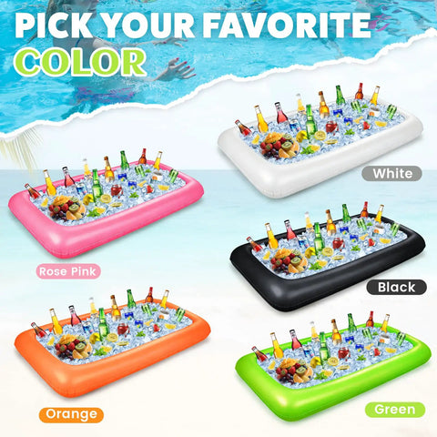 Large Inflatable Ice Serving Bar For Food And Drinks, Floating Buffet Cooler Tray With Drain Plug in assorted colors