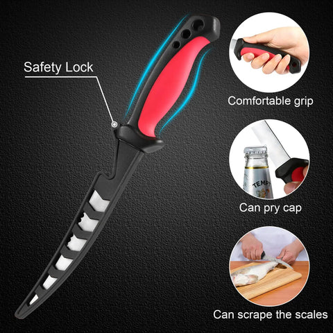 Pro Two Piece Fillet Knife Set For Fishing, 6.5 Inch Filleting Knives With German Stainless Steel Blades, Non Slip Grips