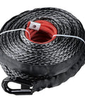 Heavy Duty Electric Winch Synthetic Rope Cable 38 Inch 23 Meters For Dirt Bike ATV Truck And Boat Recovery, black rope spool with hook.