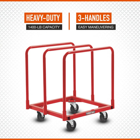 Heavy Duty Steel Panel Truck Featuring 1400 Pound Capacity Triple Handle Setup And Smooth Rolling Five Inch Poly Casters Built Like A Tank For Heavy Load Jobs That Demand Zero Sweat
