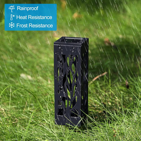 Six Pack Solar Pathway Lights Outdoor Waterproof LED Landscape Lighting Powered By Sun in rain on grass, weatherproof feature