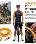 Cyclist with Puncture-Proof Bike Tire Inserts Run-Flat Tubeless Foam Liner For 25-32c Road Bikes That Boosts Grip And Stability.