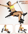Woman using Ab Workout Bench For Home Gym Adjustable Sit Up Chair With Incline And Decline 12 Plus Exercises Multi Function