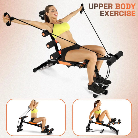 Woman using Ab Workout Bench For Home Gym Adjustable Sit Up Chair With Incline And Decline 12 Plus Exercises Multi Function
