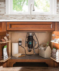 Chef Series 1 HP Continuous Feed Garbage Disposal With Sound Reduction Includes Power Cord installed under kitchen sink