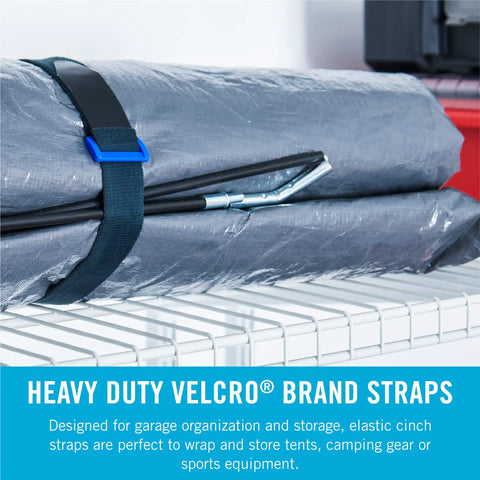 Elastic Straps For Wires And Cords All Purpose Cinch Ties That Are Strong Reusable And Adjustable For Indoor And Outdoor Use Great For Cable Management Camping Gear Garden Tools And DIY Projects Black Large securing a tarp on a shelf