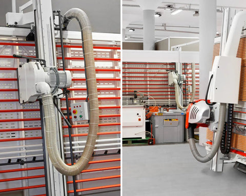 Heavy Duty Dust Collection Hose 2.5 Inch By 10 Ft Flexible Clear PVC Fume Hose With Stainless Steel Wire Coil and Clamp in workshop