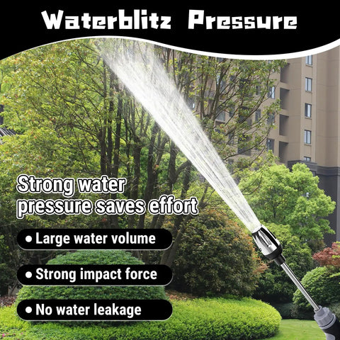 Powerful Portable Pressure Washer Wand Kit With High Pressure Nozzle And Connectors outdoors, spraying water on garden