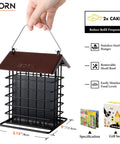 Outdoor Suet Feeder With Squirrel Proof Hook For Birds All Metal Roofed Cage Feeder Weatherproof Backyard Bird Feeder in hand