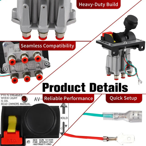Power Take Off PTO Hoist Air Shift Control Valve With Brighter Light And Plug And Play Fittings, product details view