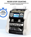 Dual Pocket Money Counter With Built In Receipt Printer And Bank Grade Counterfeit Detection For Hustle Ready Cash Sorting and Serial Number Tracking, front view showcasing controls and dual hoppers.