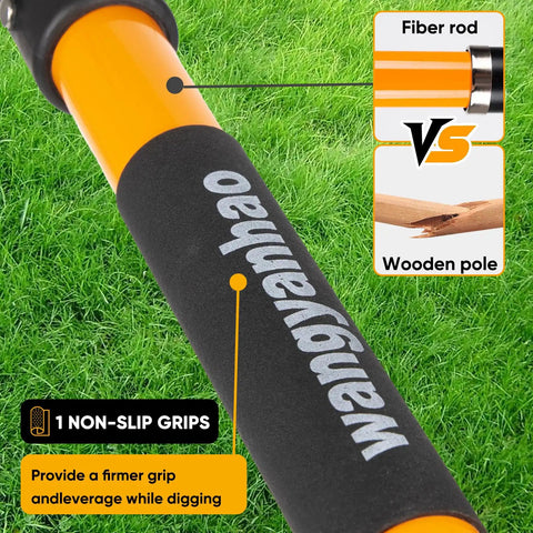 Close-up of fiberglass grip on Heavy Duty Digging Shovel With Trenching Blade And D Handle Fiberglass Grip For Yard Work