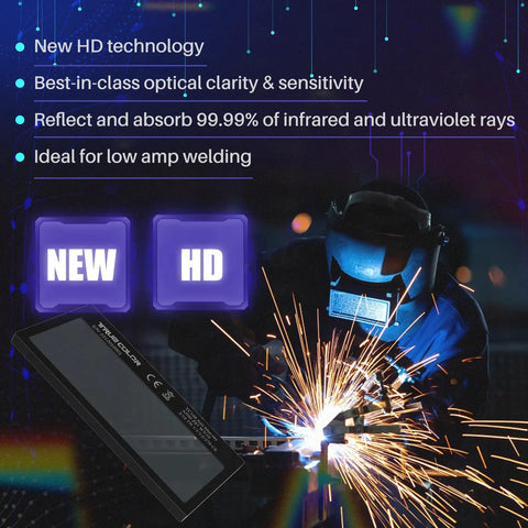 Welder using Gold Auto Darkening Welding Lens Replacement With HD True Color Technology for Pancake and Pipeliner Welding Hoods Shade 10