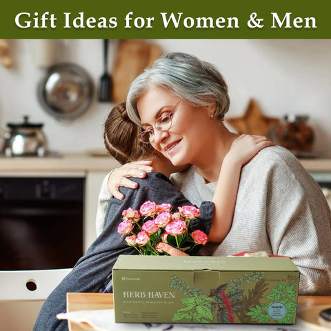 Indoor Herb Garden Starter Kit With Wooden Box Planter Includes Basil Parsley Rosemary Thyme Mint Seeds Plus Coconut Soil Discs Five Burlap Bags Five Plant Markers Three Gardening Tools Pruning Scissors And Spray Bottle A Perfect Gift For Mom.