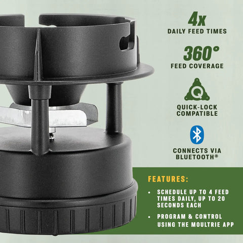 Moulrie All-In-One Ii Wireless Deer Feeder Kit With Bluetooth App Control Remote Monitoring From 300 Feet Cellular Connectivity For Edge 3 Cameras Smart Hunting Gear And Wildlife Attractant Dispenser Solution