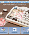 Killer 75 Percent Wireless Mechanical Keyboard With Cute Cake Theme And Compact Layout Featuring Smooth Choco And Candy Switches For A Sweet Gaming Setup And Dope Desk Vibes hot swappable keyboard showing pre-lubed switches and RGB lighting.