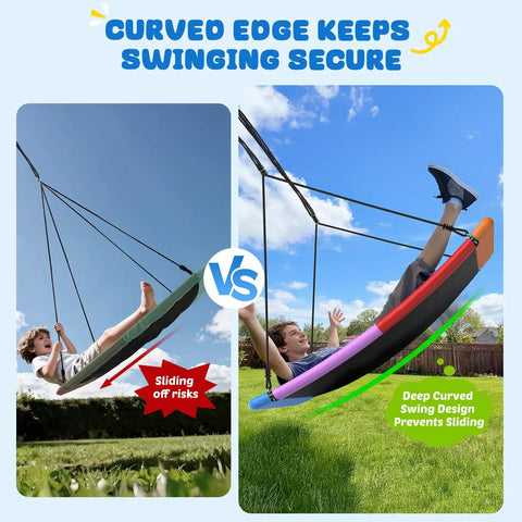 700 Pound Capacity Giant 60 Inch Skycurve Platform Tree Swing For Kids And Adults With Two Hanging Straps Rainbow Patented Design