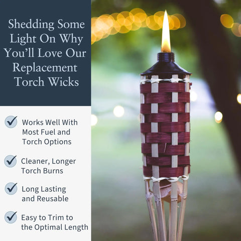 Fiberglass Tiki Torch Wicks Replacement Wicks For Outdoor Torches Half Inch By 7.5 Inch Trim To Fit Easy To Trim