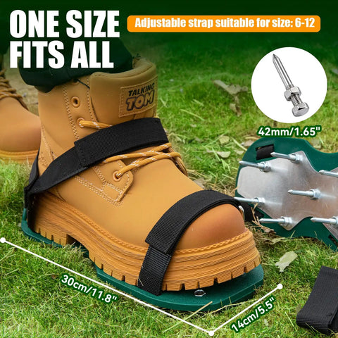 Heavy Duty Metal Lawn Aerator Shoes With Three Quarter Inch Spikes Tough As Nails Rugged Aluminum Plate Anti Slip Sole