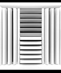 Front view of 12 Inch By 12 Inch Aluminum 4 Way Adjustable Vent Diffuser With Curved Blades For HVAC Ducting Rust Resistant Easy Install Duct Vent Cover