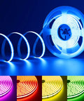 Color Changing RGB COB LED Strip Light For Cabinets And Rooms, Flexible 24V Low Voltage Tape with multi-color lighting reel