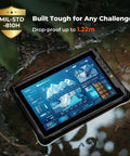 Built Like A Tank Rugged Tablet Running Windows 11 Pro With 10.1 Inch 1000 Nit Sunlit Screen WiFi 6 Intel N5100 8Gb 128Gb 4G Lte Gps Ip65 Rated Beast Mode Computer For Rough Field Jobs That Never Quit, displayed on a wet surface.