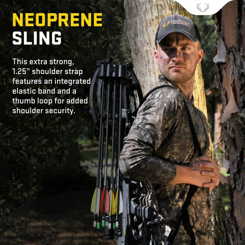 Hunter with Neoprene Crossbow Sling With 1.25 Inch Adjustable Shoulder Strap And Thumb Loop Non Slip Grip Built To Stay Secure