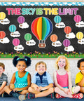 3D Hot Air Balloon Bulletin Board Set With Totally Colorful Name Tags For Back To School Classroom Decor with cutouts and borders