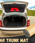 Heavy Duty Closed Cell Foam Roll with Slick Adhesive Tape for Tight Marine Weathersealing and Ultra Thick Draft Blocking Insulation Black 78 by 24 by Half Inch in car trunk.