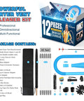 15 Feet Dryer Vent Cleaning Pro Grade Kit with flexible quick snap brush, vacuum adapter, and flashlight shown with contents.