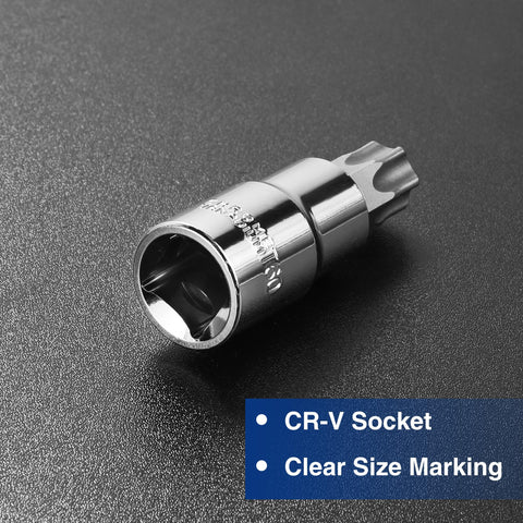 CR-V socket from Torx Bit Socket Set T8 To T60 With 1/4 In 3/8 In And 1/2 In Drive, S2 Steel Six Point Bits And CR-V Sockets, Storage Case.