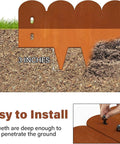 Cor Ten Steel Landscape Edging Kit 20 Ft with Rustic Scalloped Metal Border installation showing 3-inch depth and assembly.