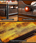 Wood and Iron Coffee Pod Holder Organizer for Drawer showing stainless steel frame, wood panel, and mesh design.