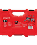 Red case for Mechanics Tool Set For The Garage With SAE And Metric 3 8 Inch Drive 40 Piece Featuring 72 Tooth Ratcheting Box End