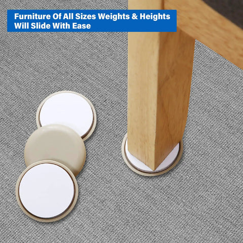 Self-Adhesive Carpet Furniture Sliders 36 Pack 1.75 Inch Move Heavy Furniture Easily Without Scratching Floors Or Carpets No-Hassle Pads With Durable Plastic And EVA Foam Cushions For Quick Safer Rearranging