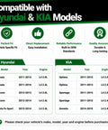Compatibility chart for Beefy Serpentine Belt Tensioner Kit With Belt And Idler Pulley for Hyundai and Kia models 2011-2015