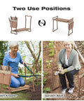 2 In 1 Garden Kneeler And Seat Folding Bench With Tool Pocket And EVA Kneeling Pad Plus Garden Gloves shown in use