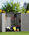 Large Outdoor Storage Box Resin Sheds With Lockable Waterproof Cabinet For Balcony Garage And Backyard 37 Cu Ft Capacity