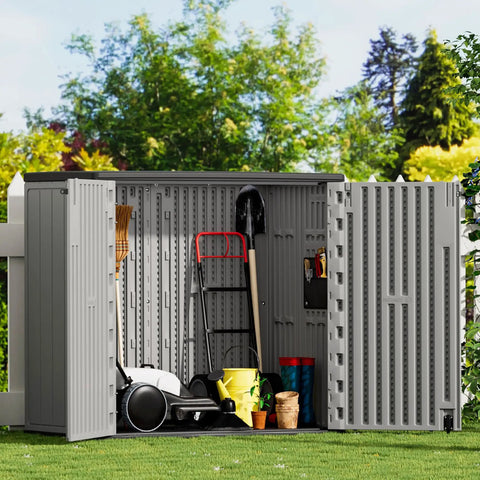 Large Outdoor Storage Box Resin Sheds With Lockable Waterproof Cabinet For Balcony Garage And Backyard 37 Cu Ft Capacity