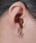Implant Grade Titanium Screw Back Studs For Sensitive Ears Built Tough And Looking Sick With Zero Allergies Making Them A Straight Up Game Changer For Daily Grind worn in an ear with a sleek, silver shine and gem base.