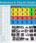 IC Chips Kit 173 Piece Op Amp ICs And Timer ICs Assortment With 12 Sockets And 20 Values Includes NE555 LM358 LM324