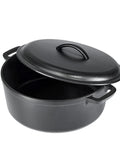 Pre Seasoned Cast Iron Dutch Oven With Lid And Dual Handles For Easy Lifting Heavy Duty 7 Quart Round Pot Even Heat Distribution